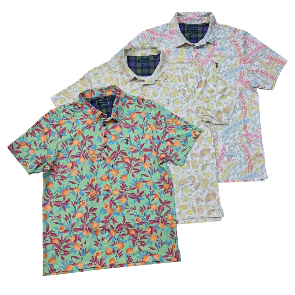 Lot of 3 William Murray Golf Polos Mens Large Peach Film Reel Transfusion Prints